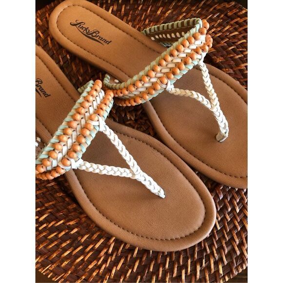 LUCKY BRAND 🎉HP🎉 L Sz 11 Dollis Braided Beaded Leather Mixed Media Sandal/NWTIB! - Picture 7 of 16